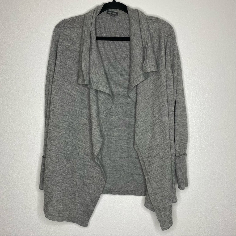Eddie Bauer Womens Sweater Cardigan Gray XL